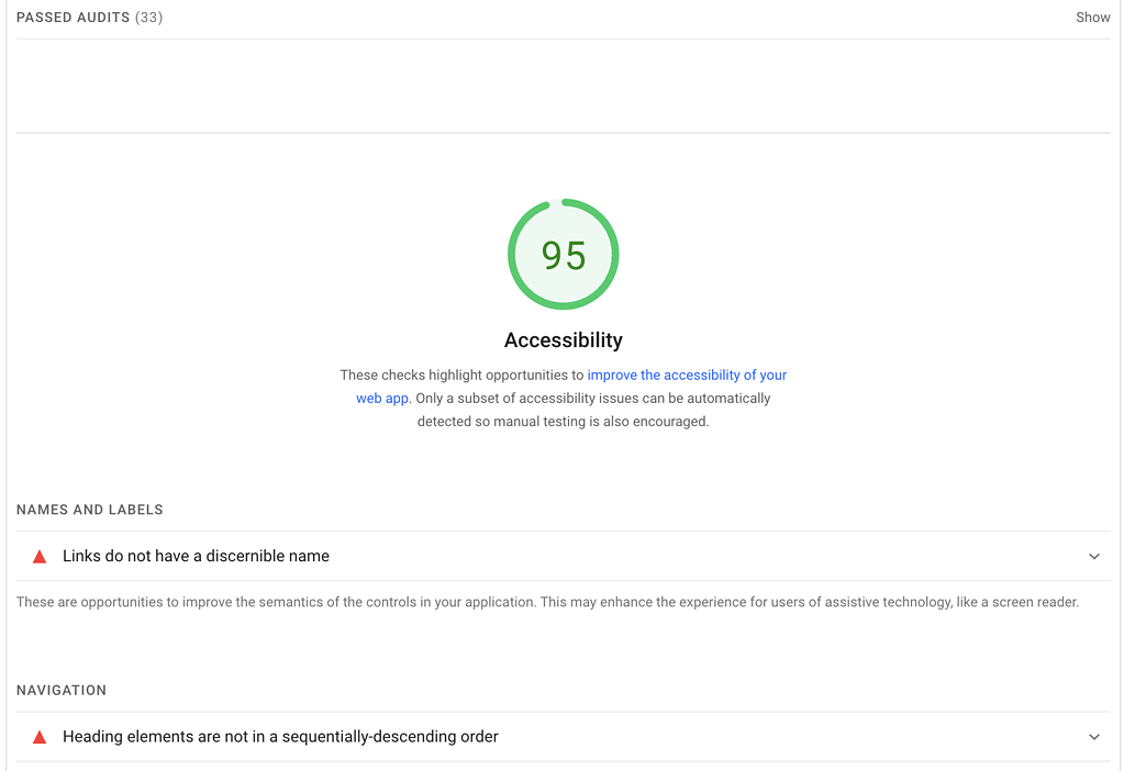 google pagespeed accessibility