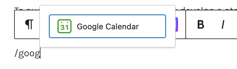 wordpress jetpack new block google calendar